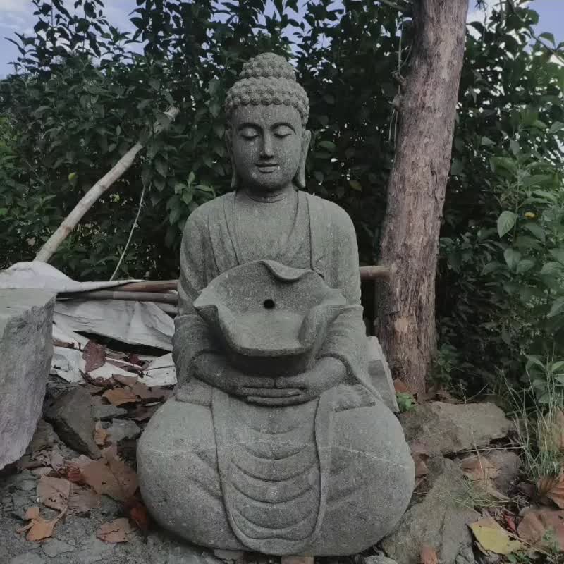 Grey Basalt Sculpture Of Asia