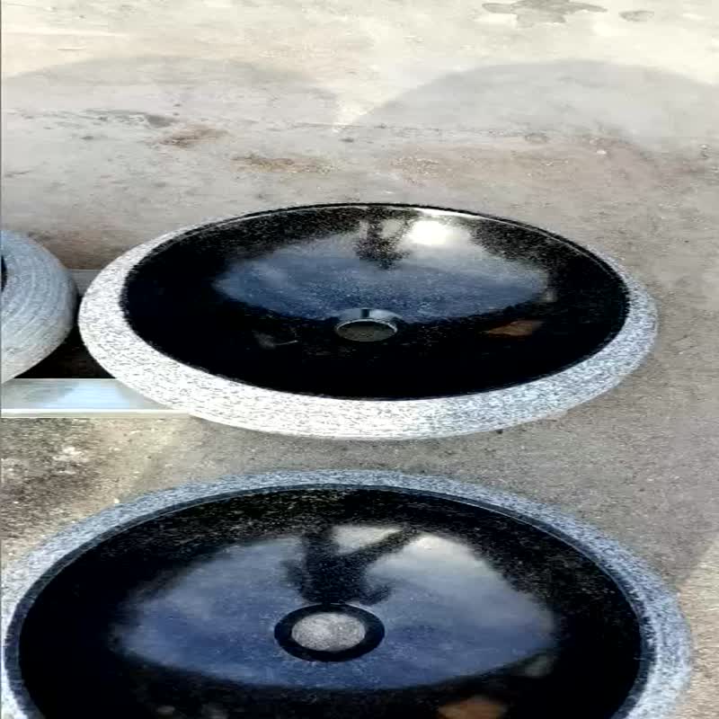 China Black Nature Stone Wash Round Oval Basin Sink
