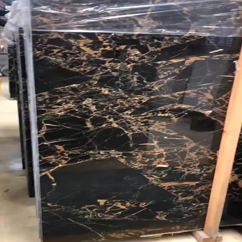 Chinese Nero Portoro Emperador Dark Gold Marble Slabs