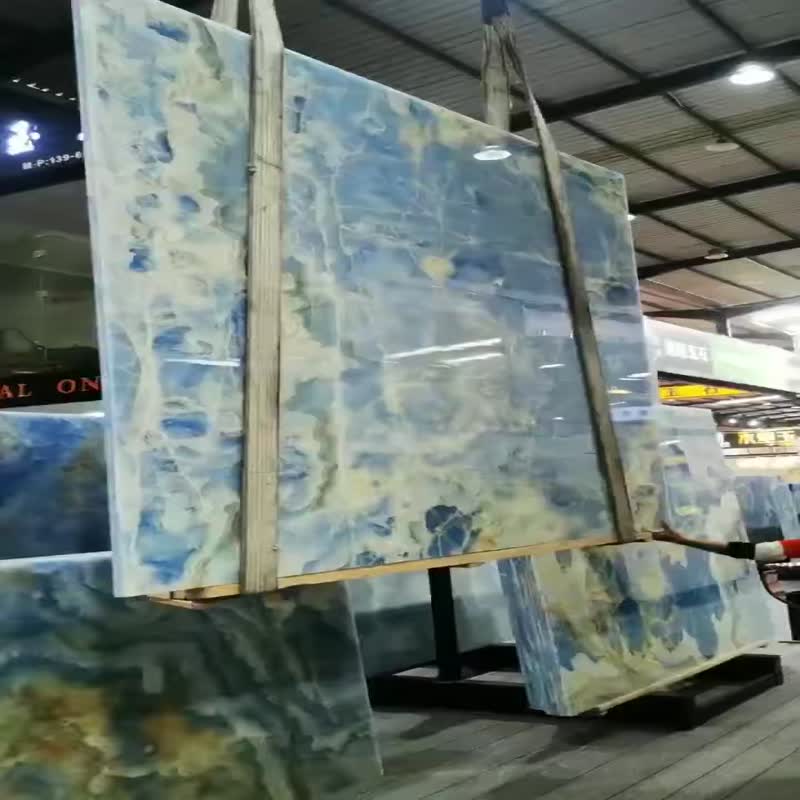 Natural Luxury Blue Onyx Slabs Ocean Blue Onyx Tile