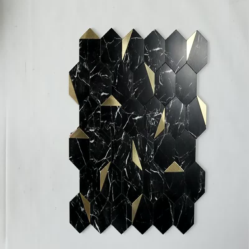 Modern Kitchen Bathroom Black Strip Stick&Peel Vinyl Mosaic Tiles