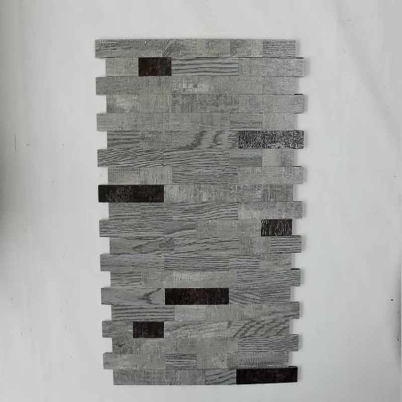 PCV Composite Laminate  White Mixed Black Strip Stick Tiles