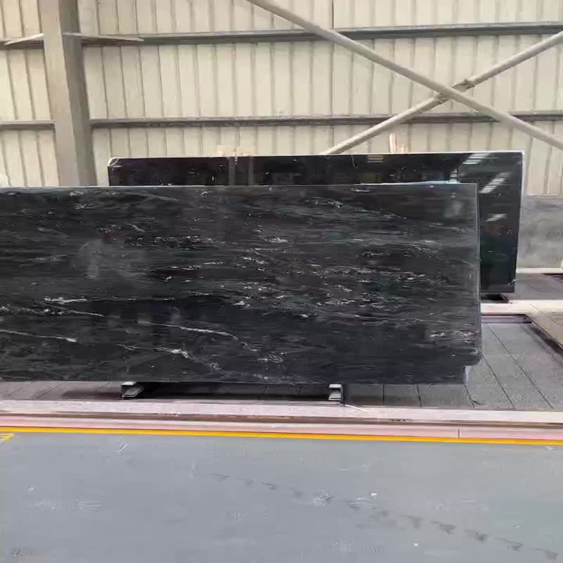 Dark Grey Shinning Gold Silk Slab Tile