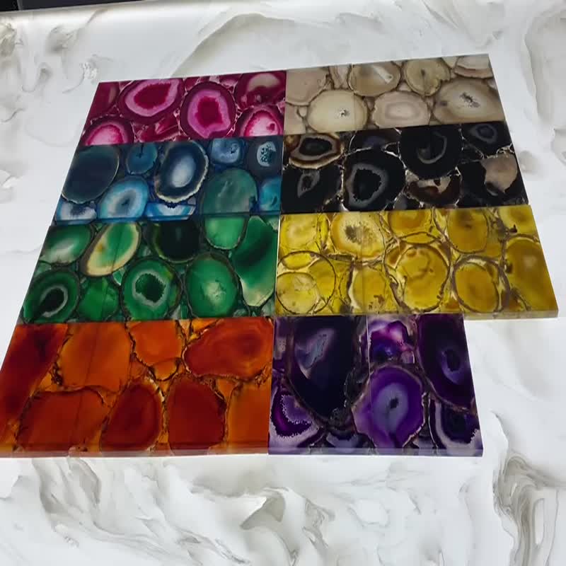 White Agate Stone Backlit For Kitchen Table