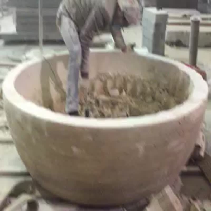 Oval Classical Yellow Wooded Sandstone Bath Tubs