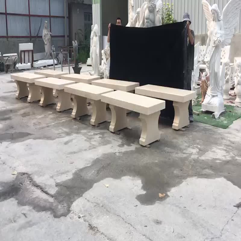 Garden Decoration Modern Design Beige Marble Park Bench
