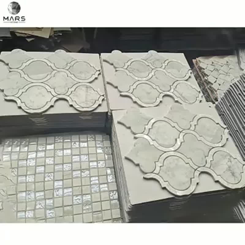 Excellent Lantern Shaped White Arabesque Marble Mosaic Tile