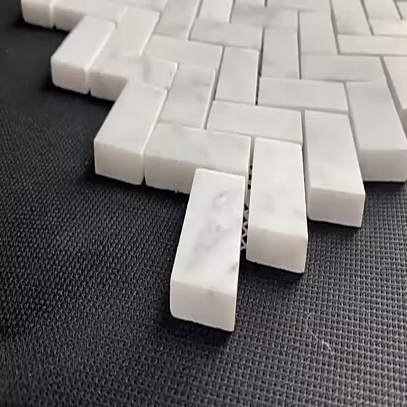 Herringbone Marble Mosaic Tile Bathroom Modern Simple Design