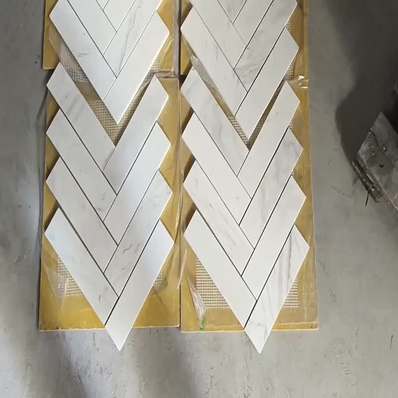 Hot Sell Products Volakas White Chevron Marble Mosaics Tiles