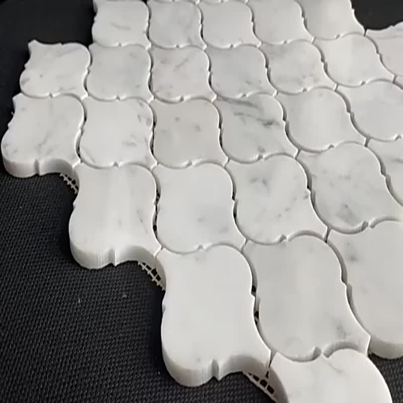Irregular Lantern Shape Carrara White Marble Mosaic Tile