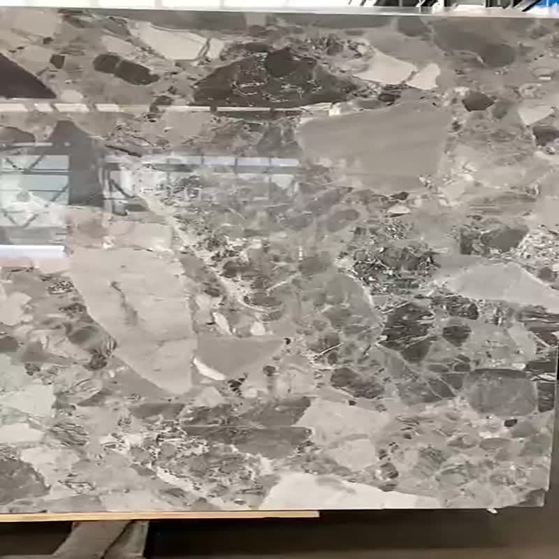 Natural Fossil Grey Marble Big Polished Slab Panels