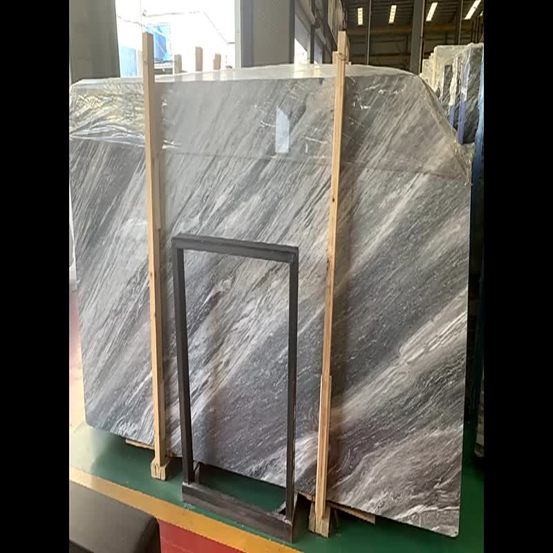 New Natural Space Grey Marble Stone Cross Grain Big Slabs 