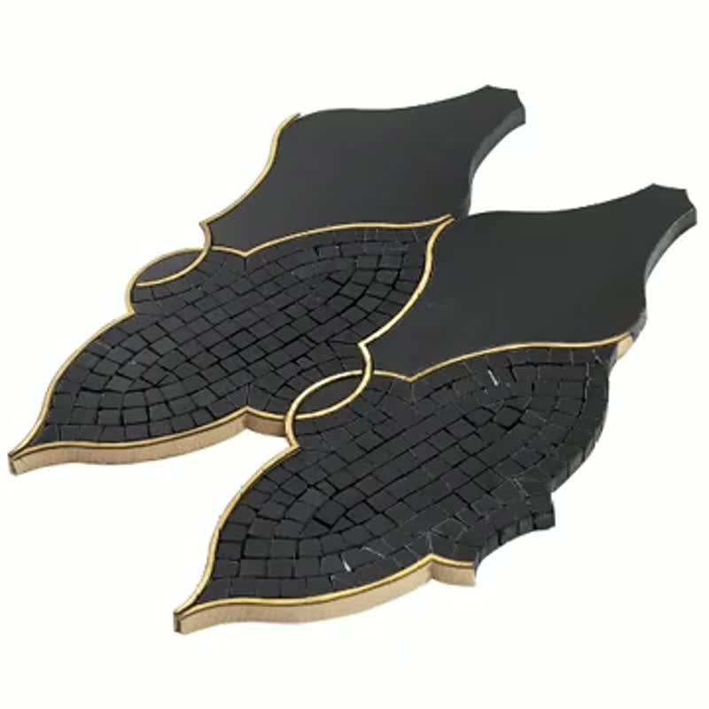 Superb Irregular Shape Marble Metal Mosaic Tiles Stone