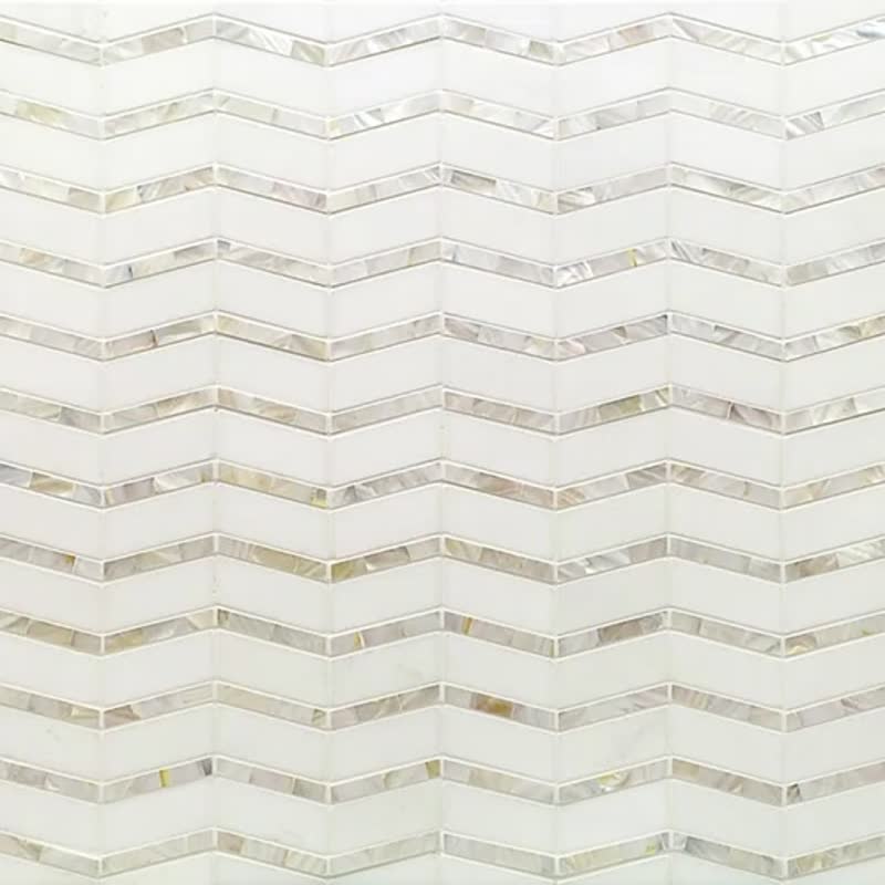 Wholesale Thassos Marble And Mother Of Pearl Chevron Mosaic