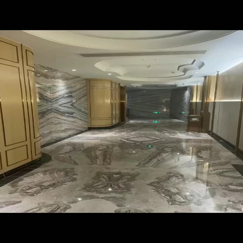 Bashu Bamboo Grain Black Marble Tile Slab