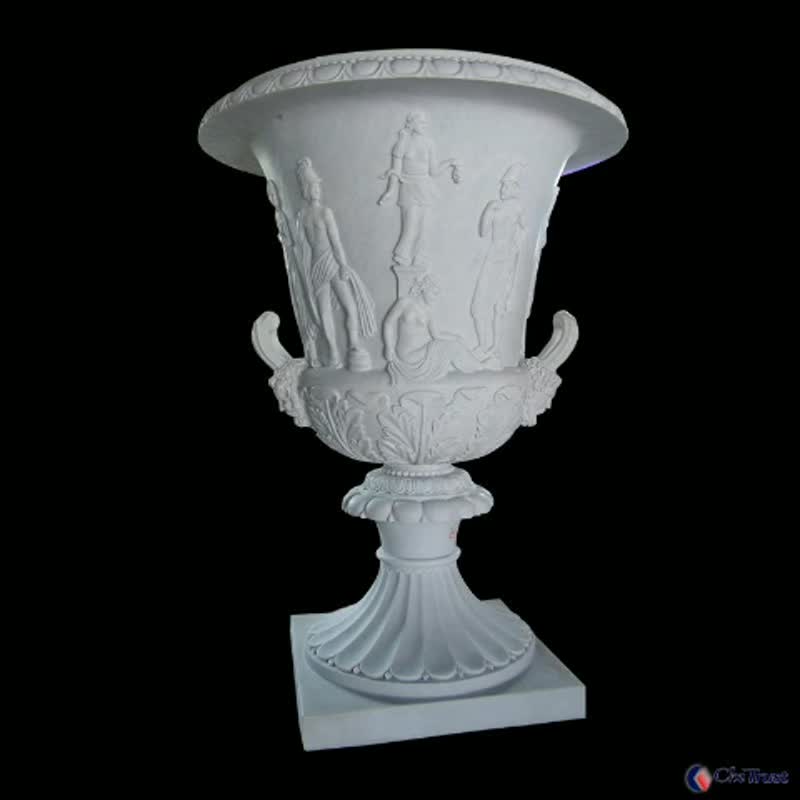Carved Outdoor Decoration White Marble Statue Flower Vases