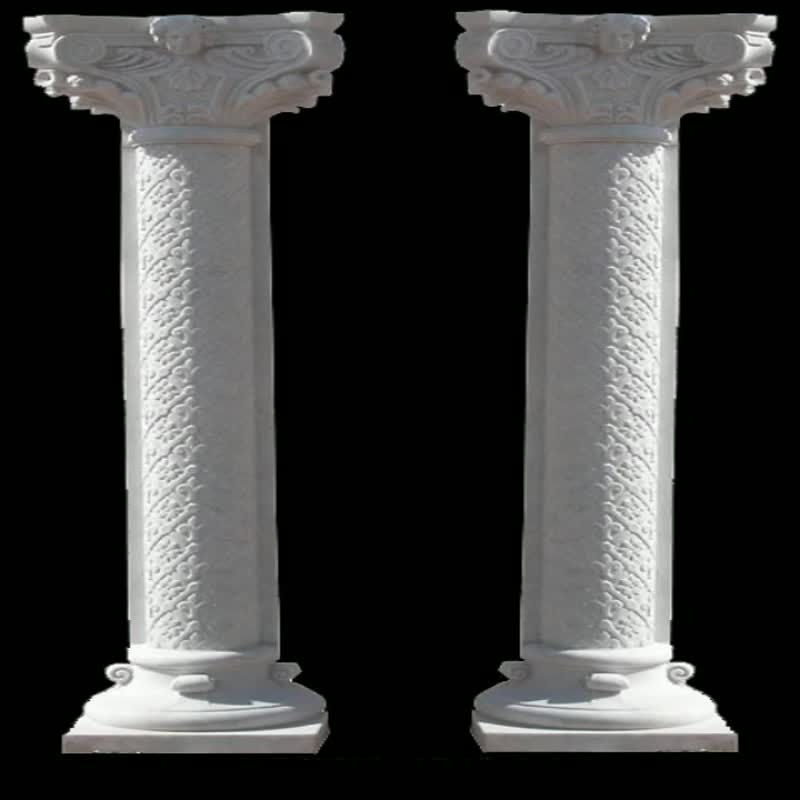 Columns Hand Carving Products, Pure White Marble Pillars