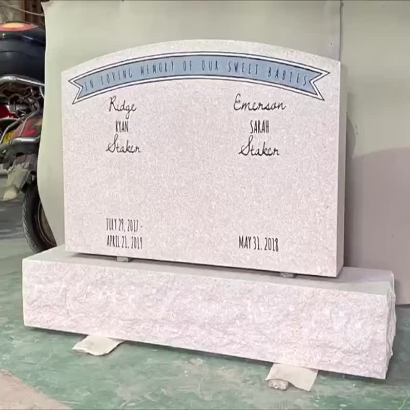 Engraved Blue Pearl Granite Western Style Heart Tombstone
