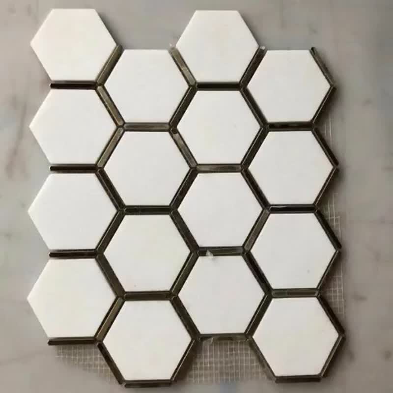 Herringbone Nero Marquina Black Marble  Mosaic Pattern