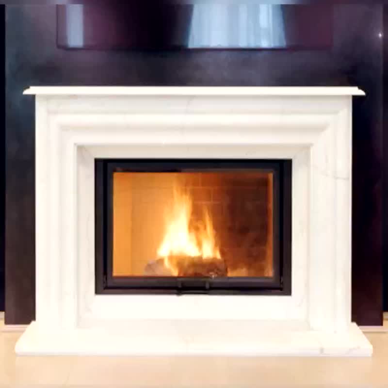 Ivory Italian Marble Fireplace Surround & Fireplace Hearth