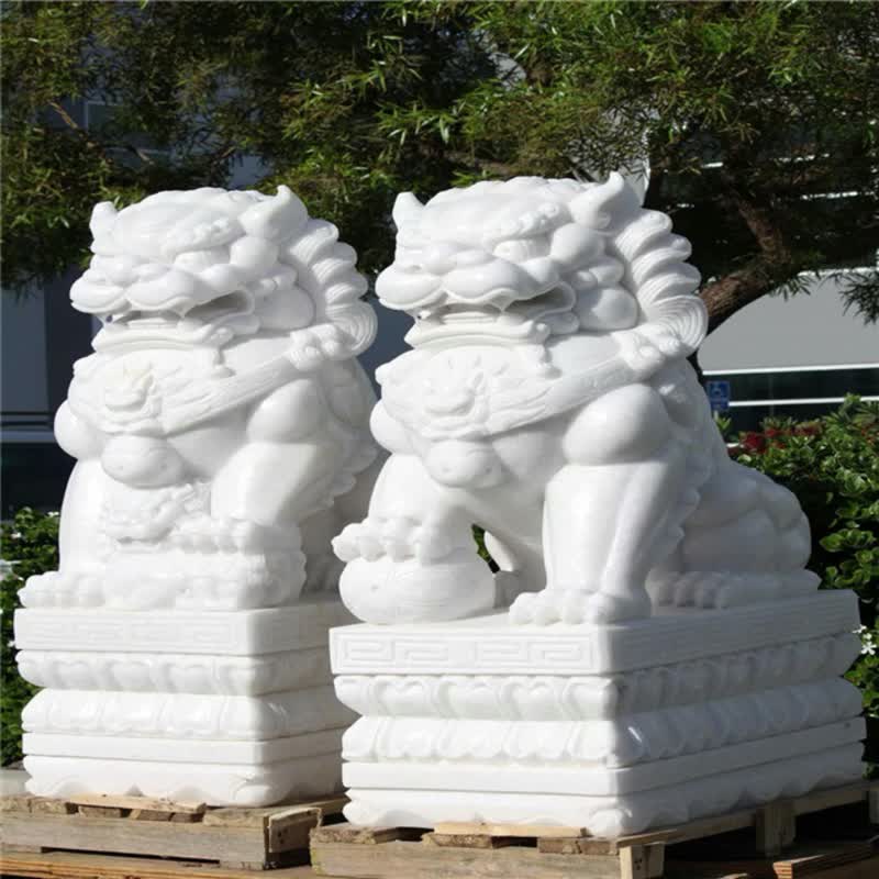 Natural Stone Animals Sculpture Marble Lion Statue