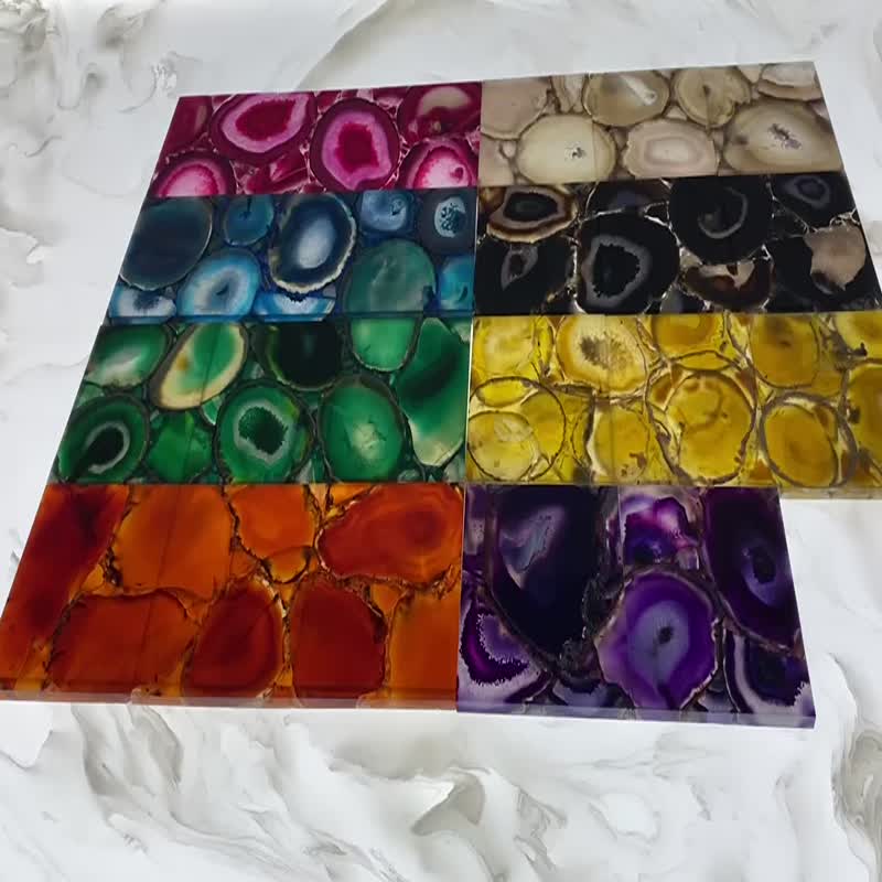 Black Iced Agate Backlit Gemstone Kitchen Table
