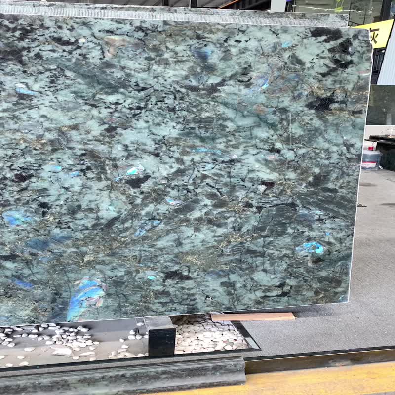 Labradorite Aphrodite Green Granite Slab