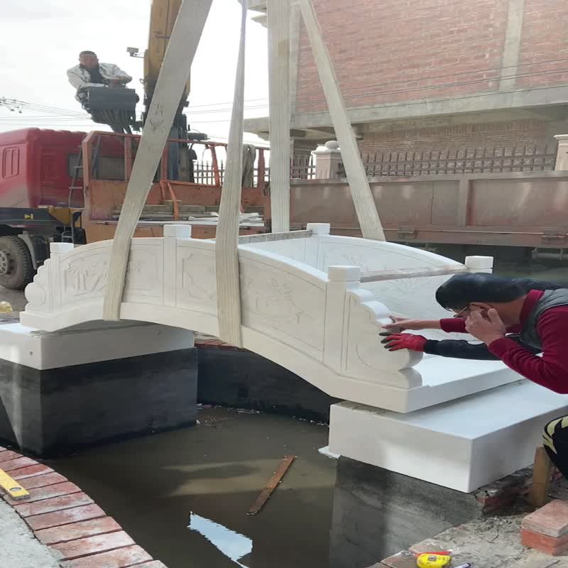 White Marble Relief Stone Garden Landscape Bridge
