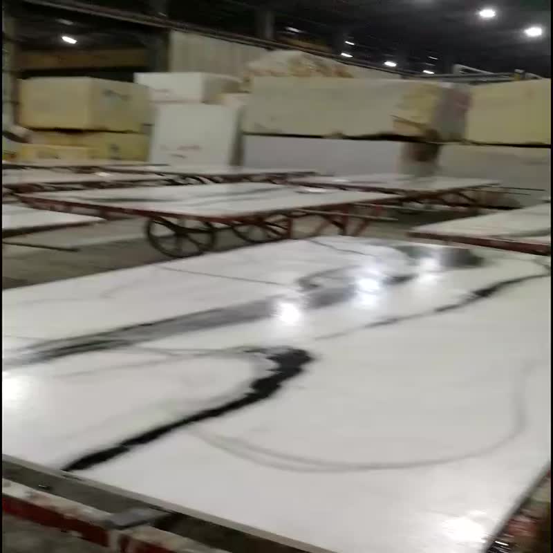 Leather Finish Panda White Marble Tiles