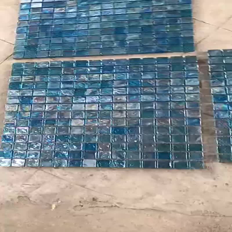 Swimming Pool Aquatic Ocean Blue Square Glass Mosaic Tile