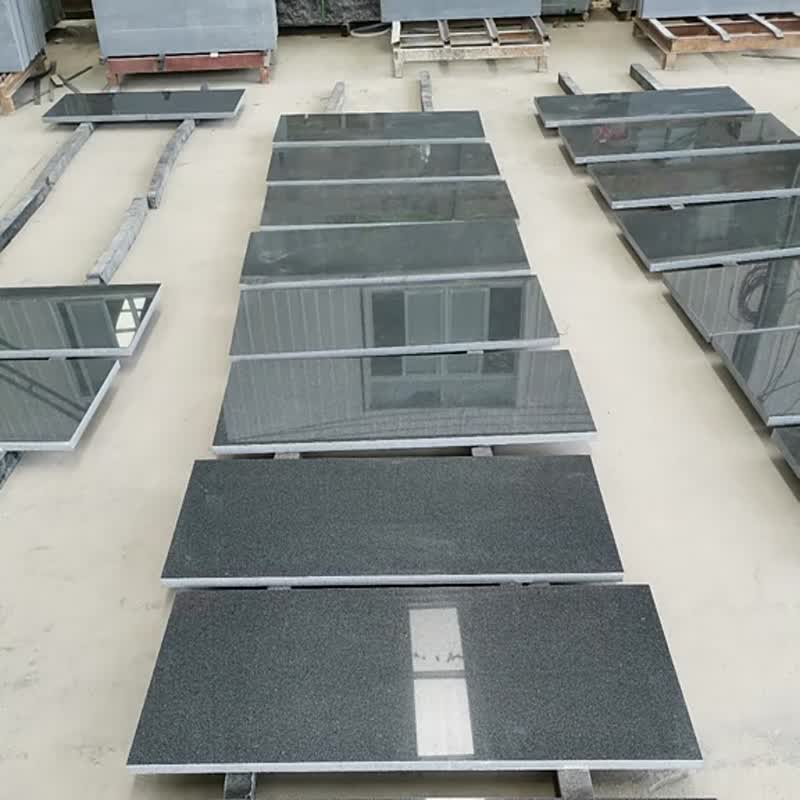 Black Flamed Honed Polished Granite Tiles Outdoor Decoration