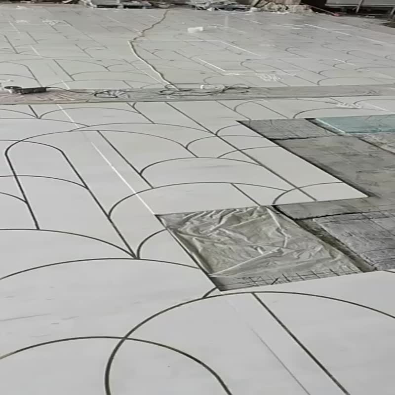 Custom Luxury Brass Inlay Marble Stone Waterjet Medallion