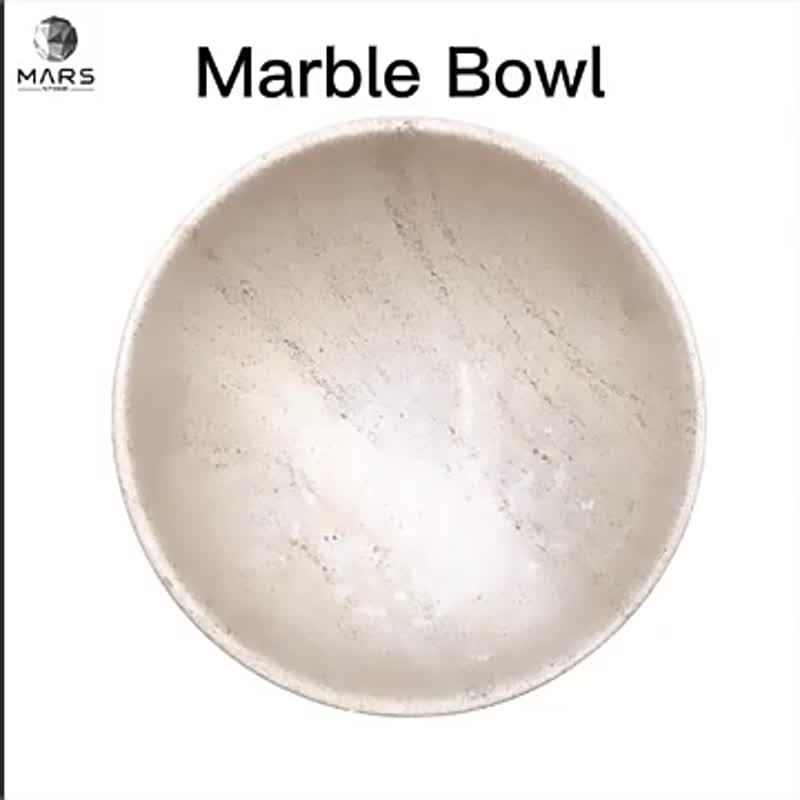 Durable Pet Dog Feeder Round Shape Beige Marble Bowl