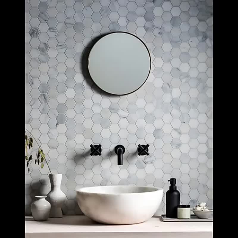 Fashion Light Grey Porcelain Chevron Calacatta Honed Basin