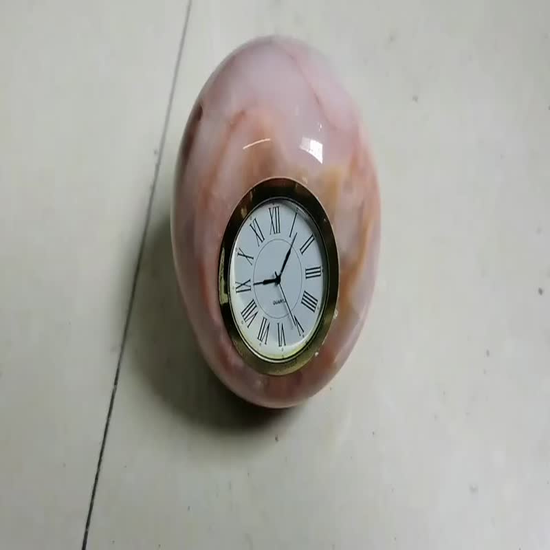 Home Decoration Products Pink Onyx Stone Round Table Clocks