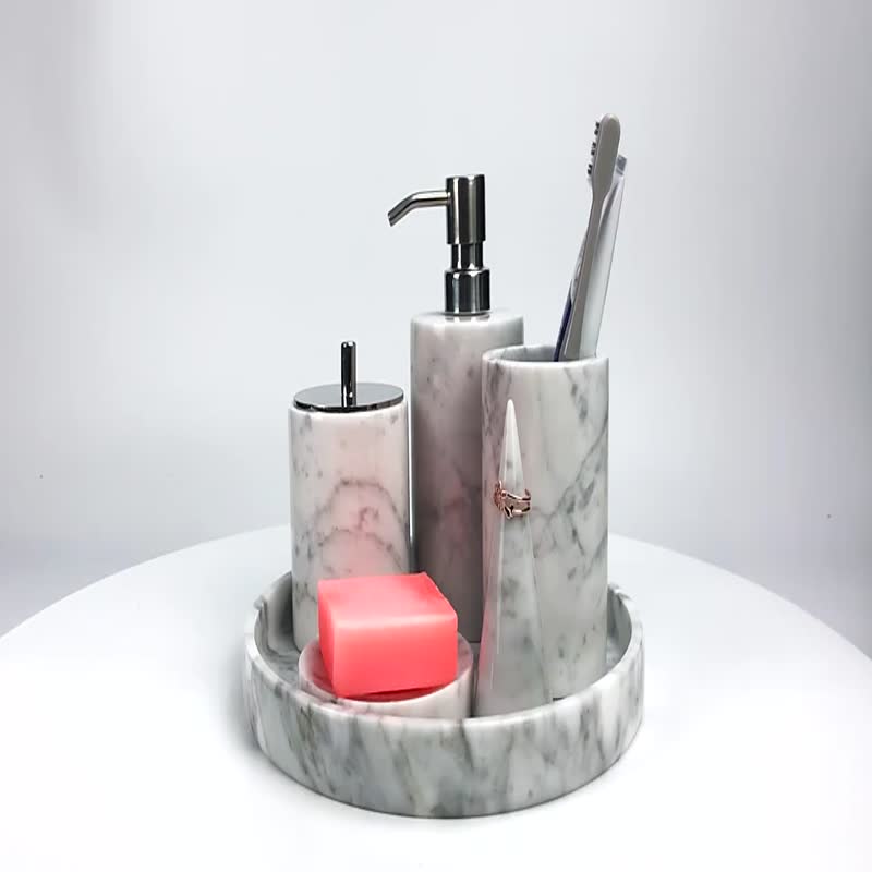 Hotel Modern Style 6 Pieces Natural Marble Bathroom Set