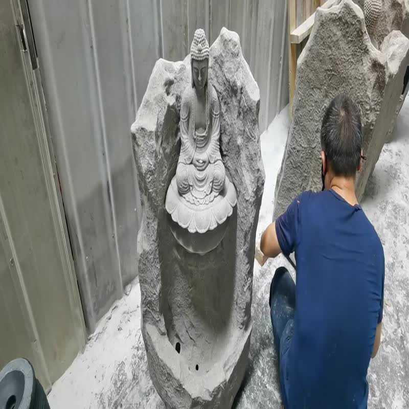 Large Natural Stone Black Granite Water Fountain