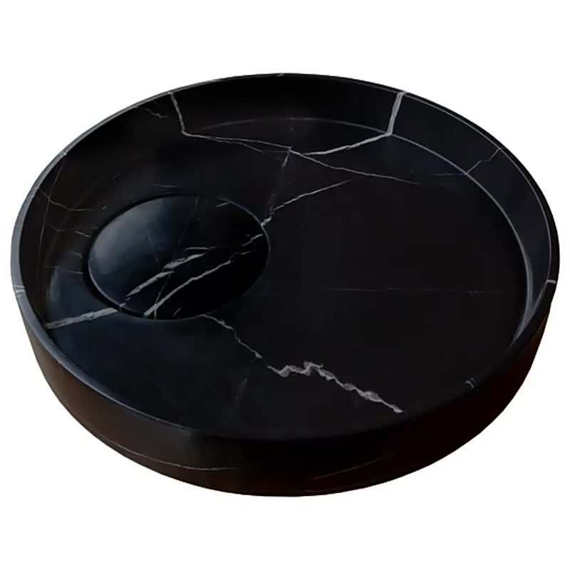 Natural Stone Black Marble Above Counter Vessel Sink