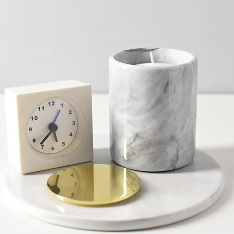 New Design Hot Sale Natural Marble  Metal Lid Candle Jar