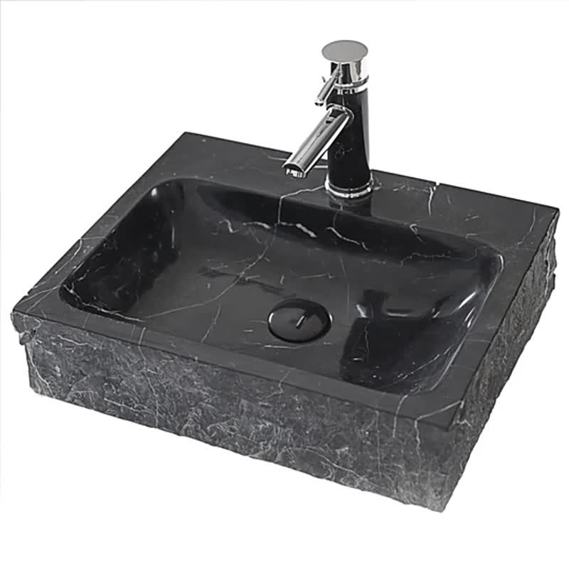Popular Rectangle Natural Black Marble Sink Wash Basin