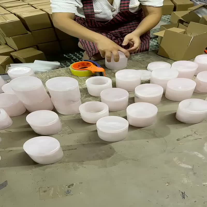 USA High Quality Natural Stone Pink Candle Jar With Holder