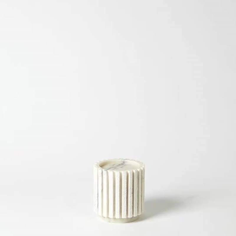 Western Style Natural White Channel Pillar Small Candle Jar