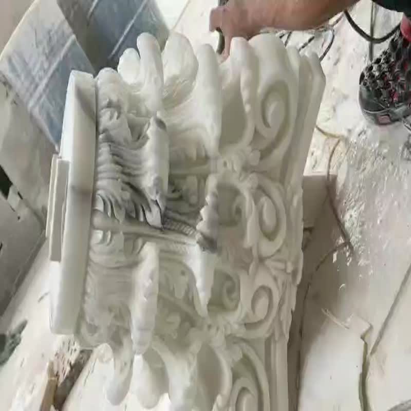 Natural White Marble High Quality Column Sculptured Carved