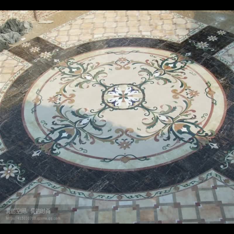 China Multicolor Quartzite Pebble Mosaic Medallion On Net