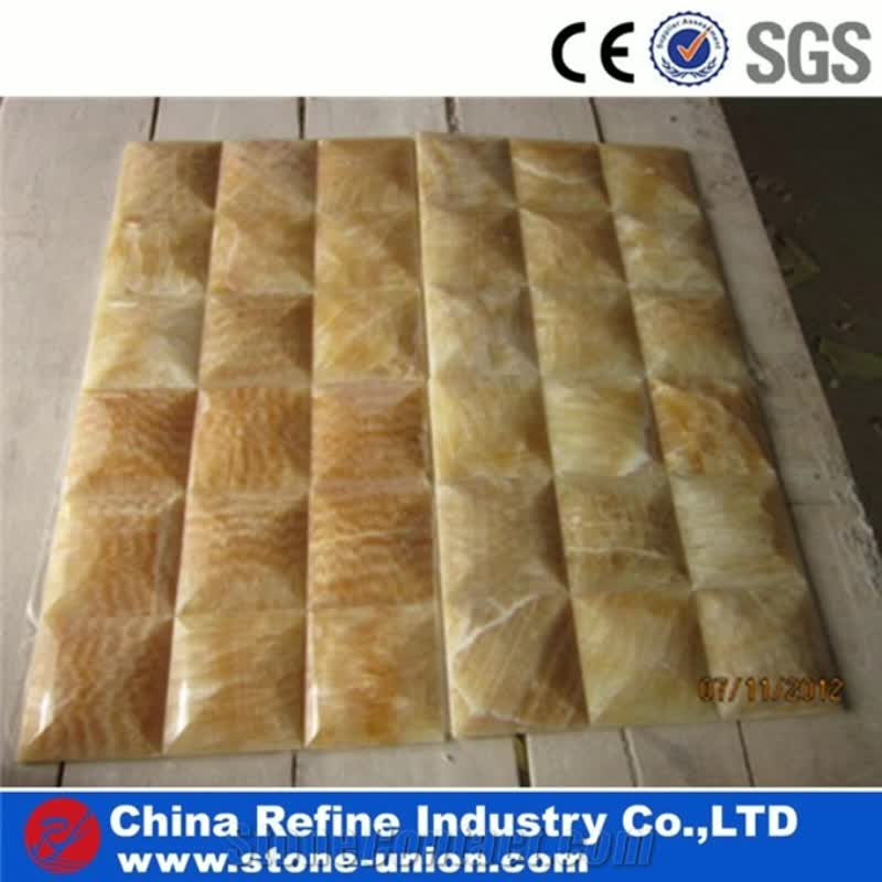Classical Yellow Stone Onyx Polished Mosaic Tiles