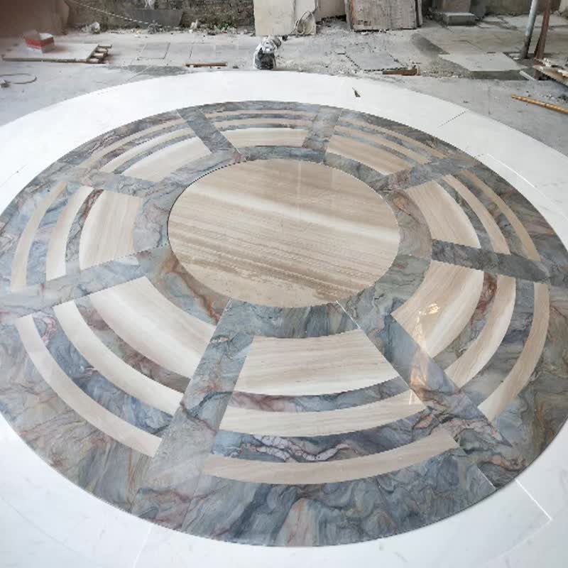 Marble Water Jet Medallions Hotel Lobby Design Flooring