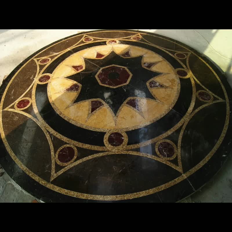 Round Pebble Mosaic Carpet Medallion Tile Flooring