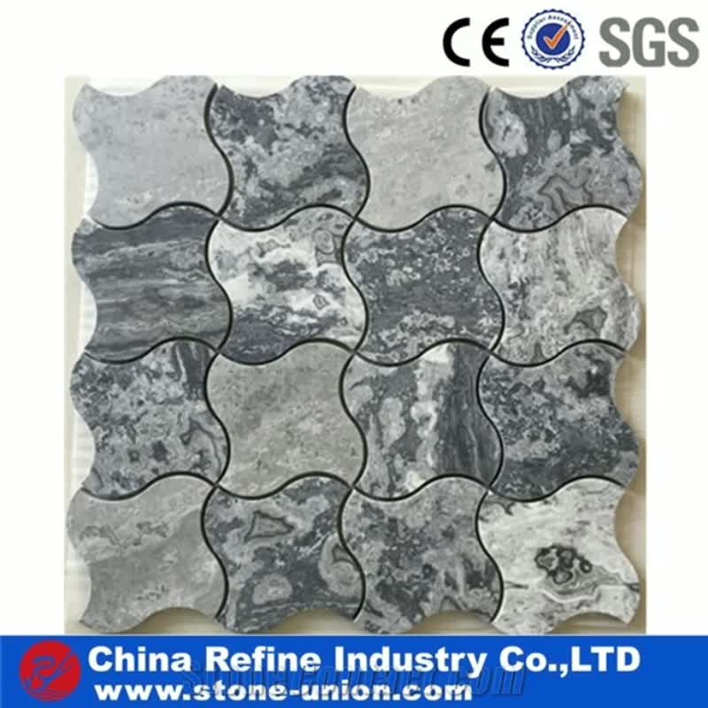 White Marble Customized Mosaic, Marble Hexagon Mosaic Design