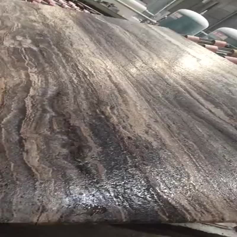 Leathered Face Iran Wavy Zebra Silver Grey Travertine Slabs