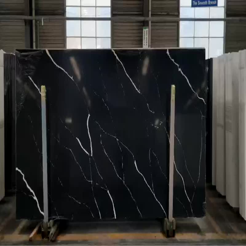 Black Man-Made Quartz Stone Slabs